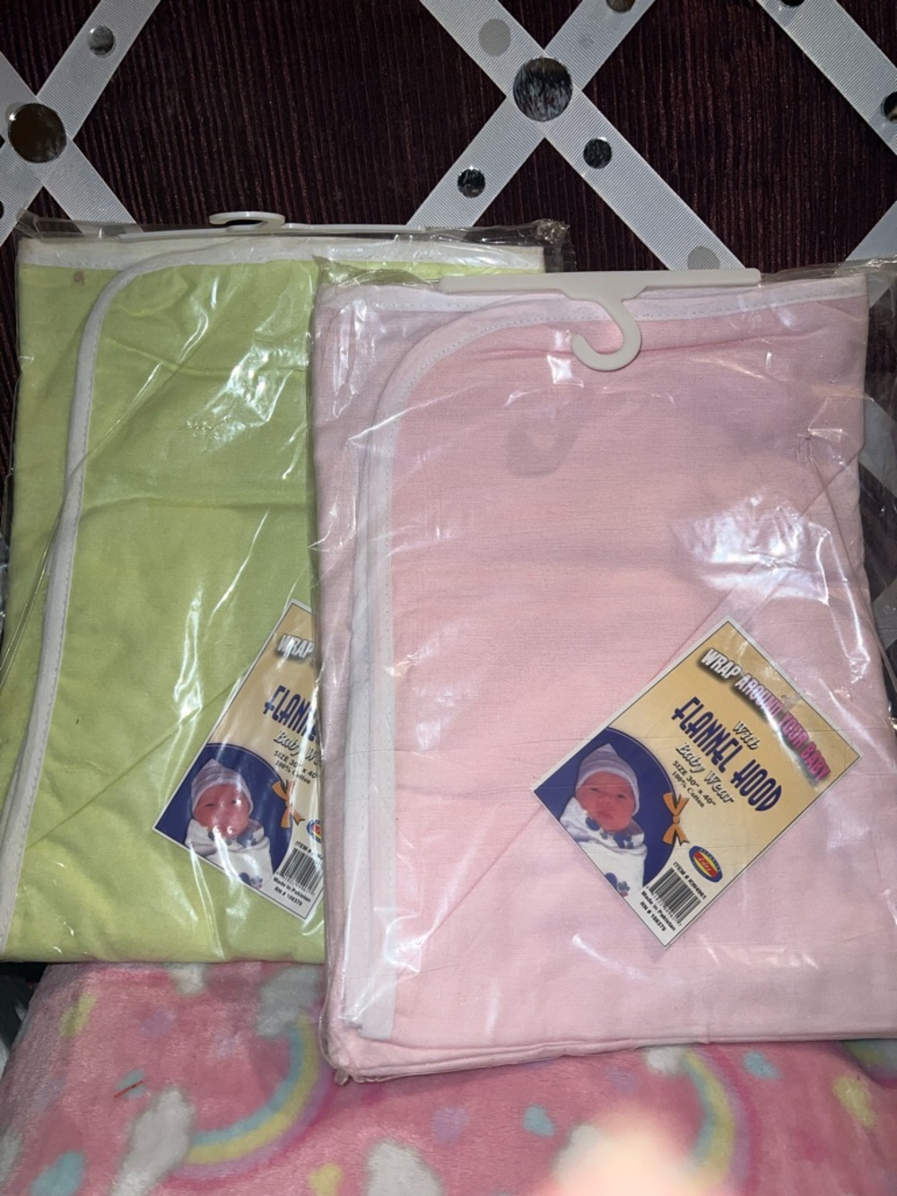 Pink & Lime Baby Swaddle Hooded Blankets - Pack